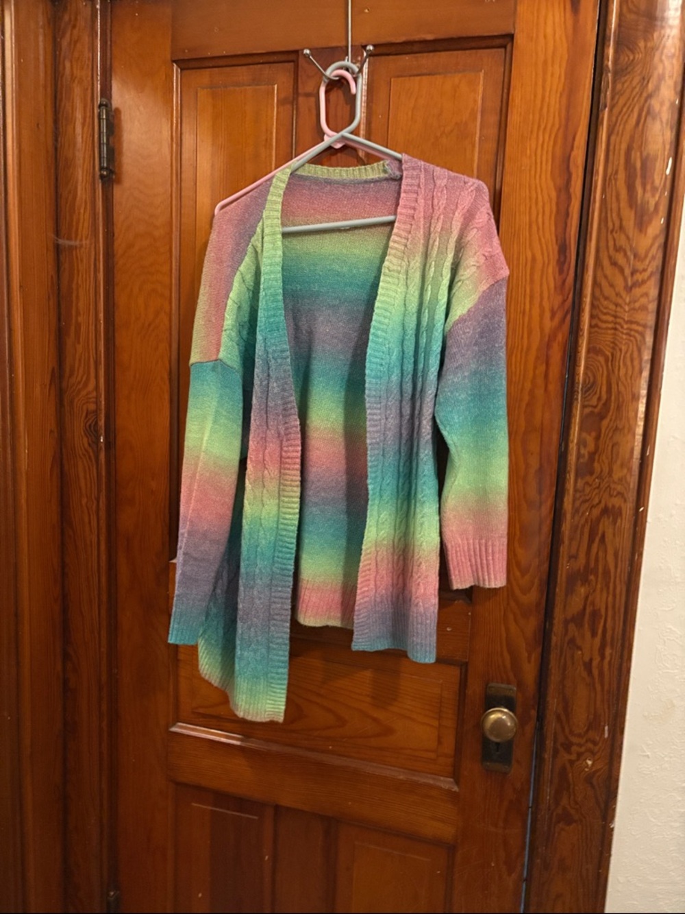 Pastel Rainbow Open-Front Cardigan Sweater - Multicolor